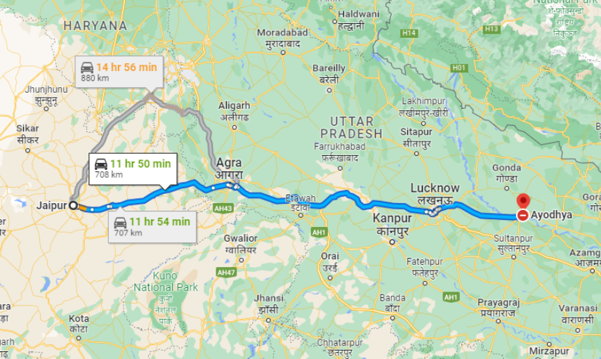 Jaipur To Ayodhya